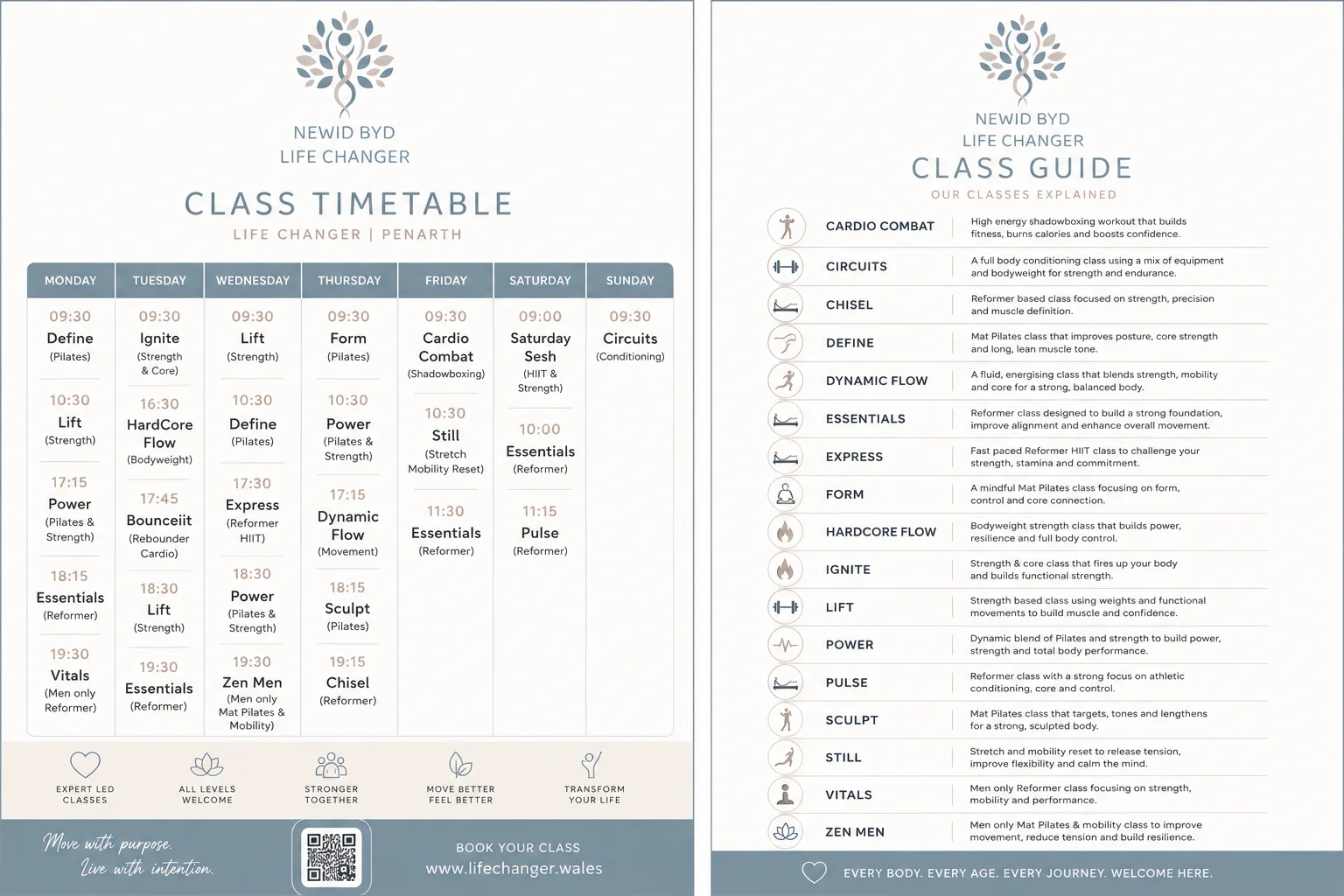 Life Changer Studio class timetable and class guide - Penarth